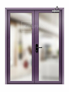 Противопожарная стеклянная дверь EIW-30 двупольная со скрытыми петлями