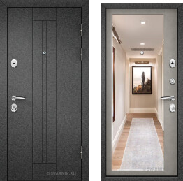 Дверь в квартиру 3мм бюджетная с зеркалом и утеплением д3м-224