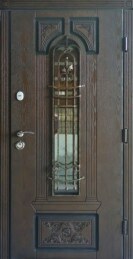 Однопольная дверь со стеклопакетом и ковкой элитная и утеплением ДВ-97